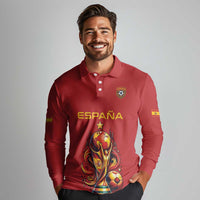 Custom World Football 2026 Spain Long Sleeve Polo Shirt Road To Champions Dream - Wonder Print Shop