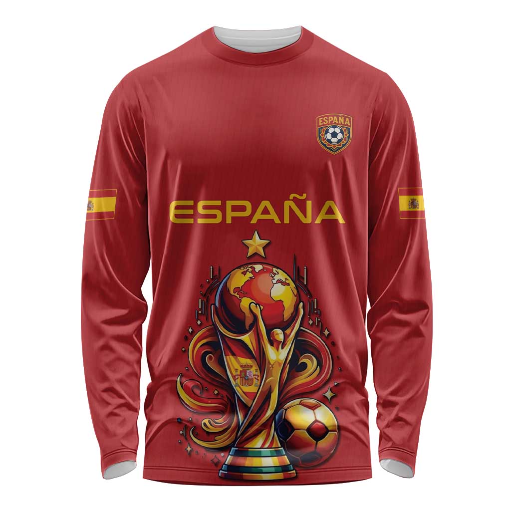 Custom World Football 2026 Spain Long Sleeve Shirt Road To Champions Dream - Wonder Print Shop