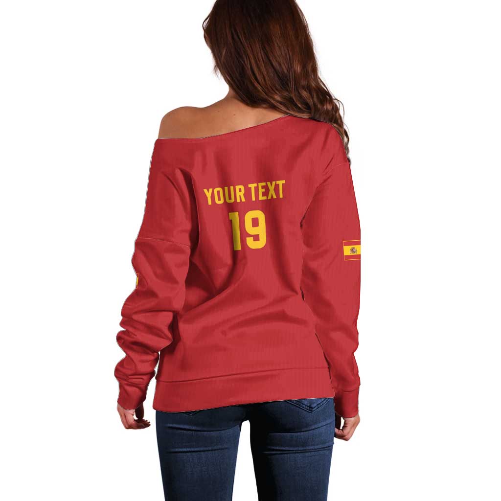 Custom World Football 2026 Spain Off Shoulder Sweater Road To Champions Dream - Wonder Print Shop