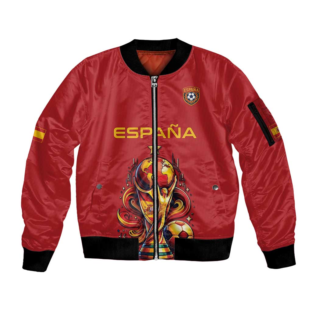 Custom World Football 2026 Spain Sleeve Zip Bomber Jacket Road To Champions Dream - Wonder Print Shop