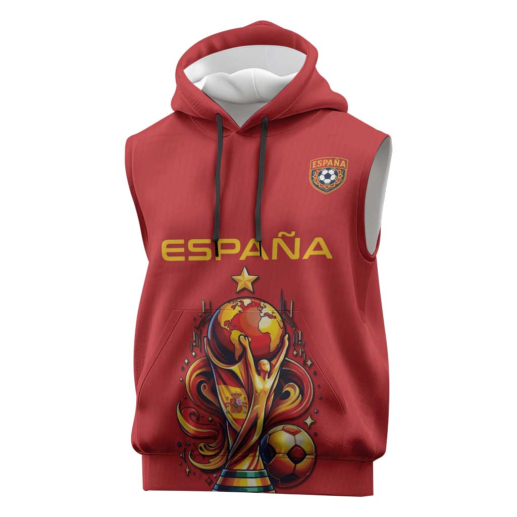 Custom World Football 2026 Spain Sleeveless Hoodie Road To Champions Dream - Wonder Print Shop