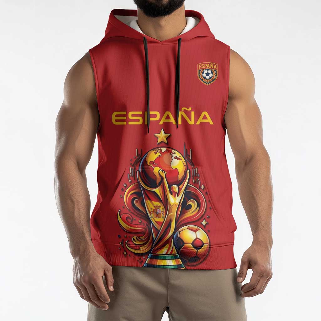 Custom World Football 2026 Spain Sleeveless Hoodie Road To Champions Dream - Wonder Print Shop