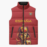 Custom World Football 2026 Spain Sleeveless Puffer Jacket Road To Champions Dream - Wonder Print Shop