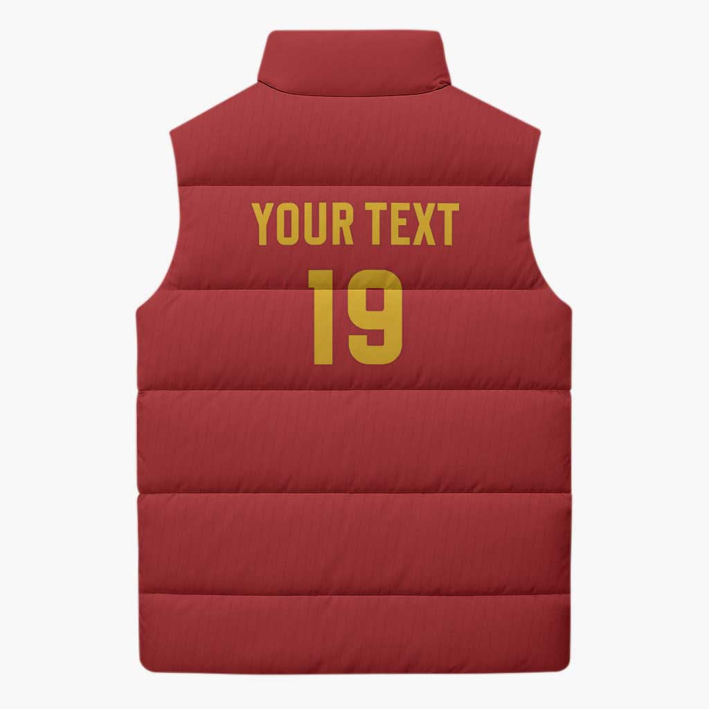 Custom World Football 2026 Spain Sleeveless Puffer Jacket Road To Champions Dream - Wonder Print Shop