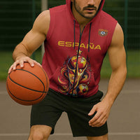 Custom World Football 2026 Spain Sleeveless Zip Hoodie Road To Champions Dream - Wonder Print Shop