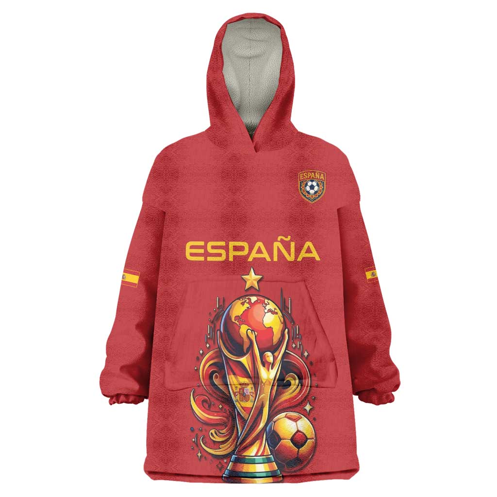 Custom World Football 2026 Spain Wearable Blanket Hoodie Road To Champions Dream - Wonder Print Shop