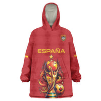 Custom World Football 2026 Spain Wearable Blanket Hoodie Road To Champions Dream - Wonder Print Shop
