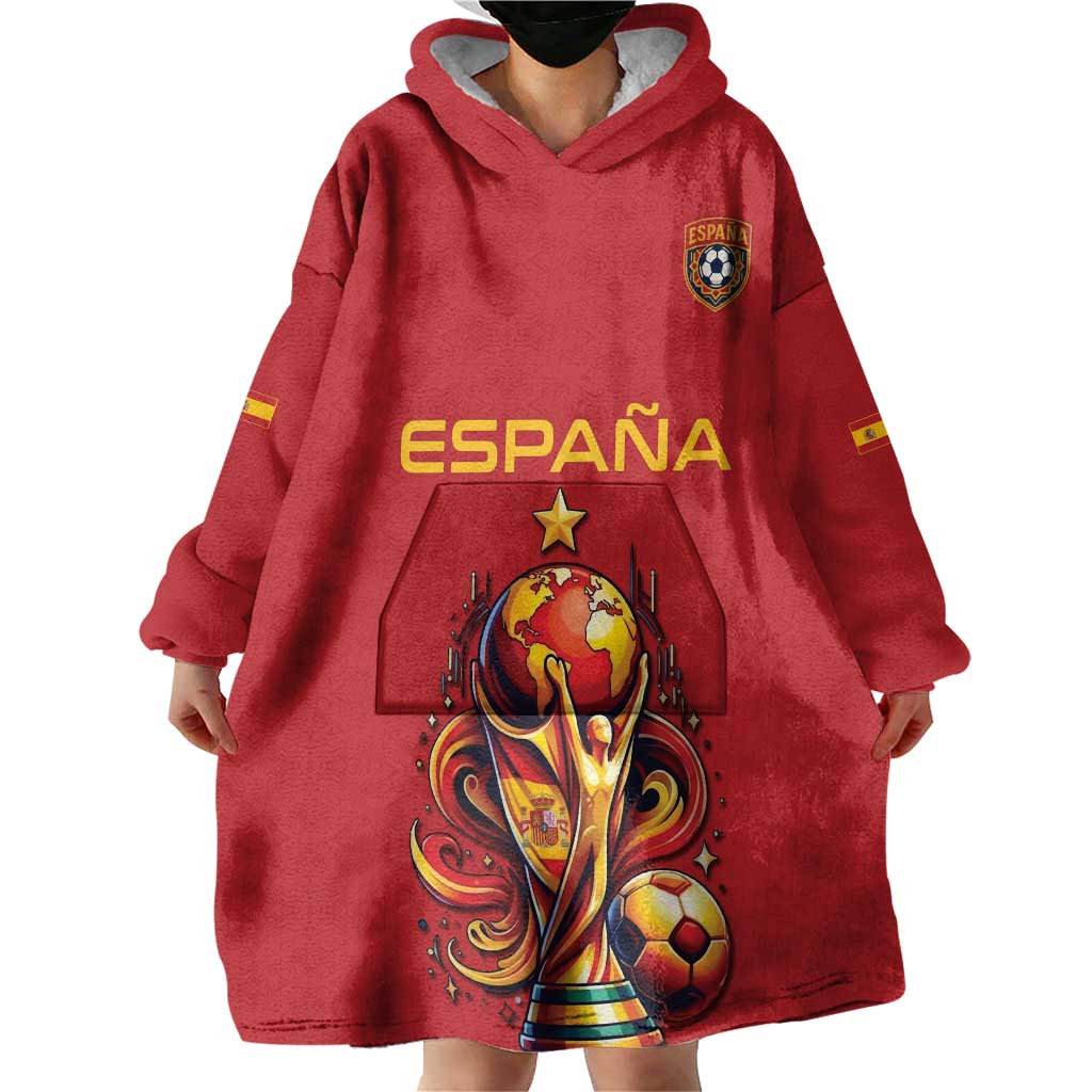 Custom World Football 2026 Spain Wearable Blanket Hoodie Road To Champions Dream - Wonder Print Shop