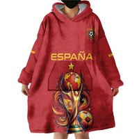 Custom World Football 2026 Spain Wearable Blanket Hoodie Road To Champions Dream - Wonder Print Shop