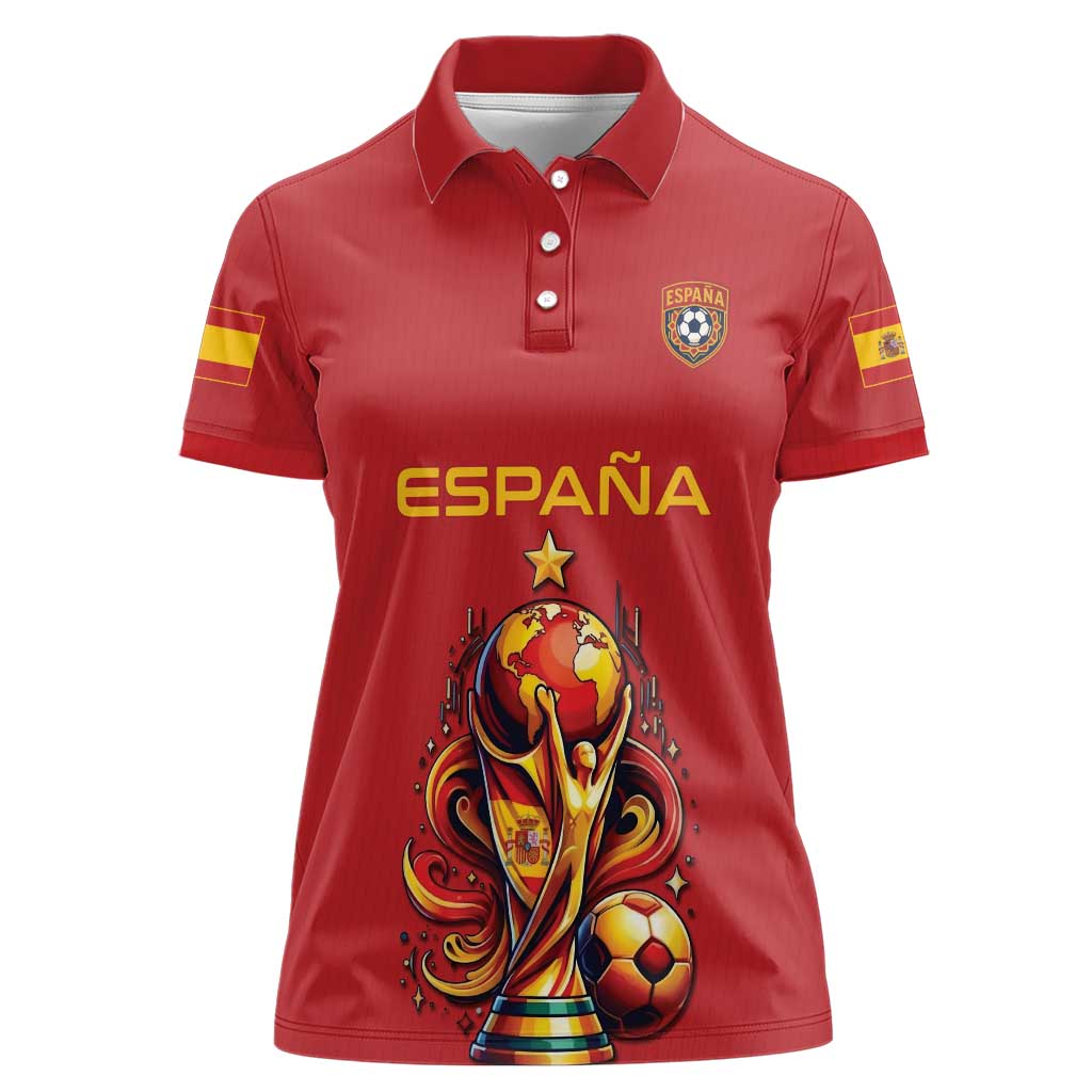 Custom World Football 2026 Spain Women Polo Shirt Road To Champions Dream - Wonder Print Shop