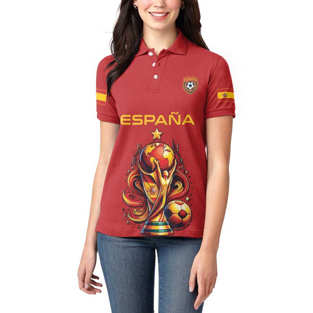 Custom World Football 2026 Spain Women Polo Shirt Road To Champions Dream - Wonder Print Shop