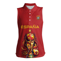 Custom World Football 2026 Spain Women Sleeveless Polo Shirt Road To Champions Dream - Wonder Print Shop