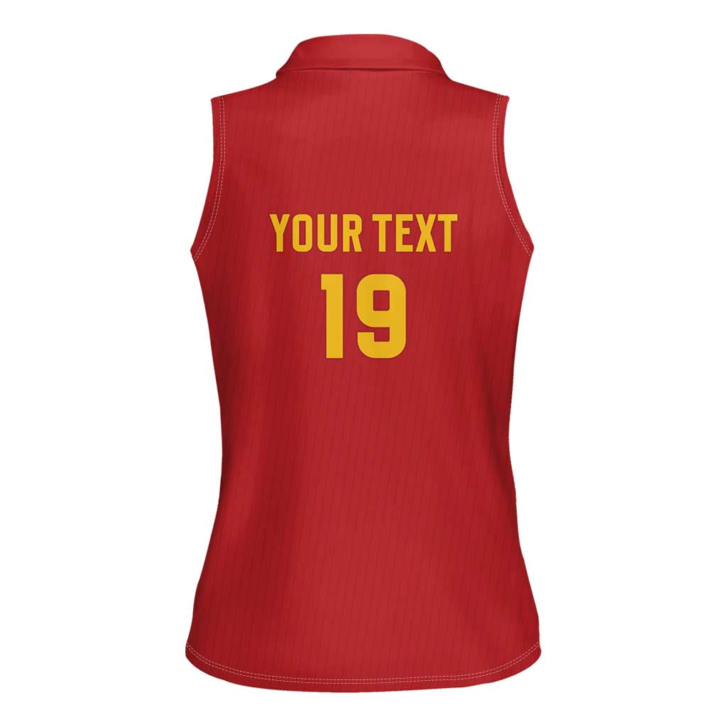 Custom World Football 2026 Spain Women Sleeveless Polo Shirt Road To Champions Dream - Wonder Print Shop