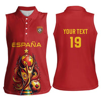 Custom World Football 2026 Spain Women Sleeveless Polo Shirt Road To Champions Dream - Wonder Print Shop