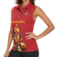 Custom World Football 2026 Spain Women Sleeveless Polo Shirt Road To Champions Dream - Wonder Print Shop