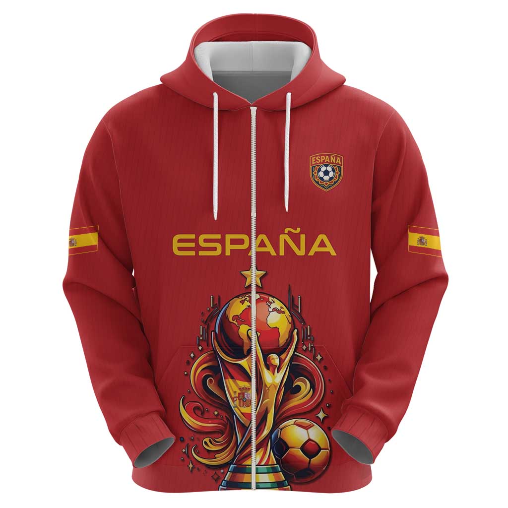 Custom World Football 2026 Spain Zip Hoodie Road To Champions Dream - Wonder Print Shop