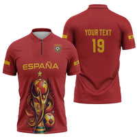 Custom World Football 2026 Spain Zipper Polo Shirt Road To Champions Dream - Wonder Print Shop
