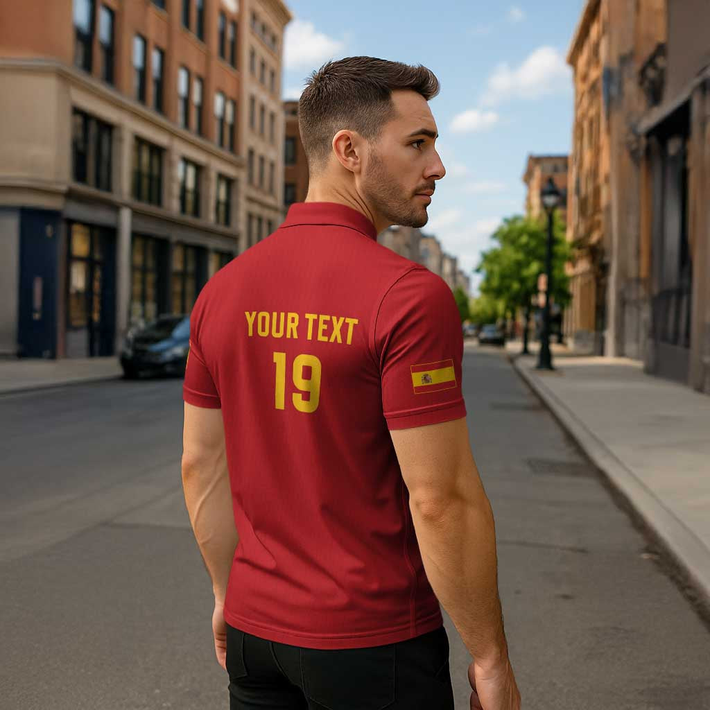 Custom World Football 2026 Spain Zipper Polo Shirt Road To Champions Dream - Wonder Print Shop