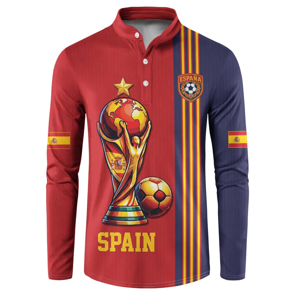 Custom World Football 2026 Spain Button Sweatshirt Road To The Champions - Wonder Print Shop