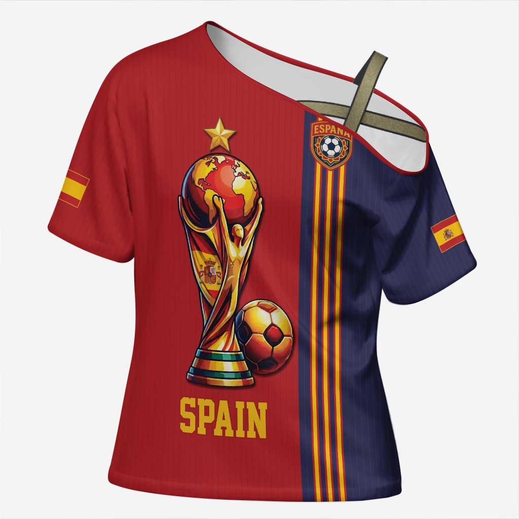 Custom World Football 2026 Spain Cross Shoulder Shirt Road To The Champions - Wonder Print Shop