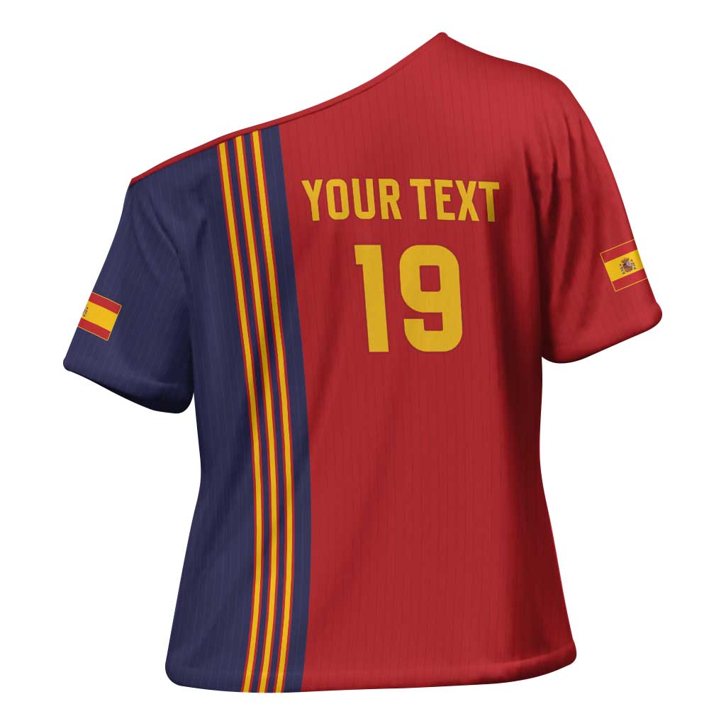 Custom World Football 2026 Spain Cross Shoulder Shirt Road To The Champions - Wonder Print Shop