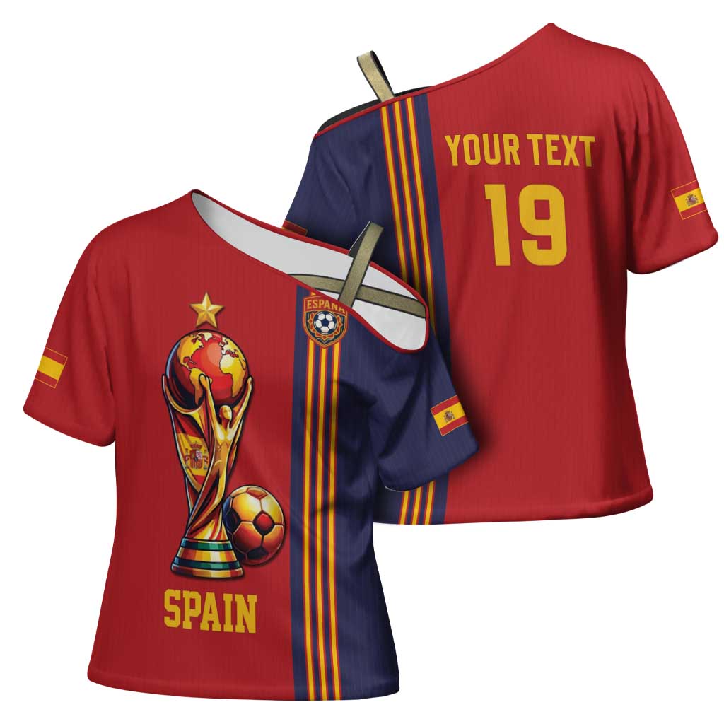 Custom World Football 2026 Spain Cross Shoulder Shirt Road To The Champions - Wonder Print Shop