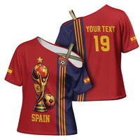Custom World Football 2026 Spain Cross Shoulder Shirt Road To The Champions - Wonder Print Shop