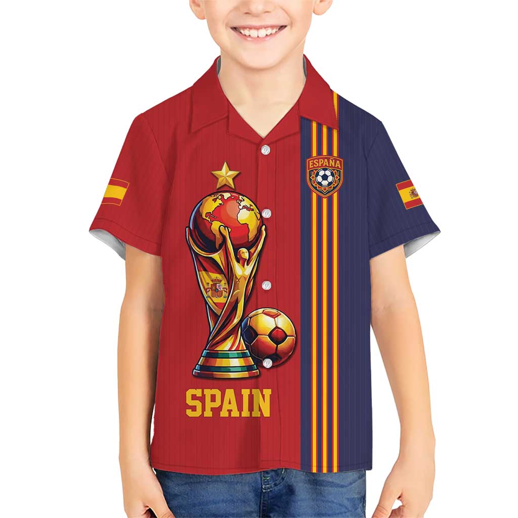 Custom World Football 2026 Spain Kid Hawaiian Shirt Road To The Champions - Wonder Print Shop