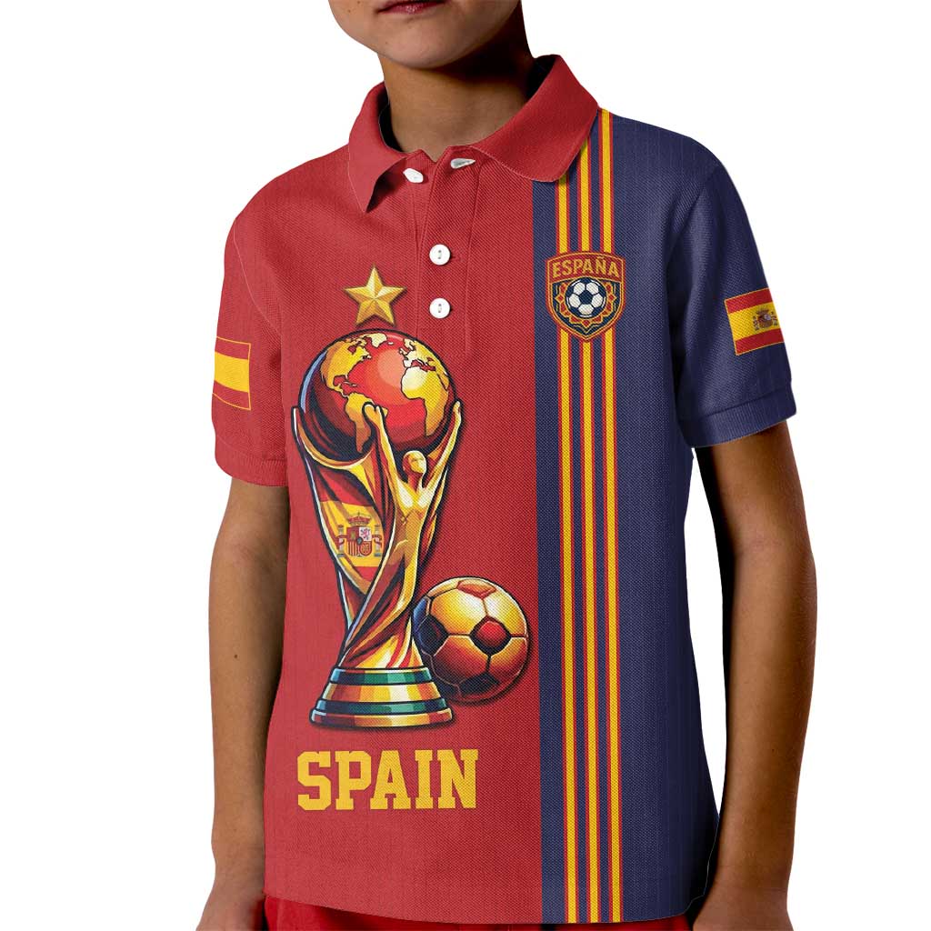 Custom World Football 2026 Spain Kid Polo Shirt Road To The Champions - Wonder Print Shop