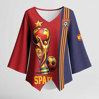 Custom World Football 2026 Spain Kimono Sleeve Blouse Road To The Champions - Wonder Print Shop