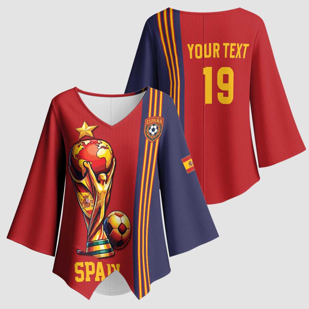 Custom World Football 2026 Spain Kimono Sleeve Blouse Road To The Champions - Wonder Print Shop
