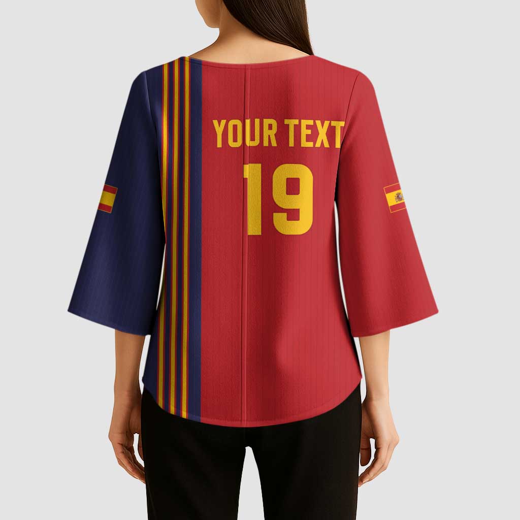 Custom World Football 2026 Spain Kimono Sleeve Blouse Road To The Champions - Wonder Print Shop