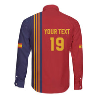 Custom World Football 2026 Spain Long Sleeve Button Shirt Road To The Champions - Wonder Print Shop