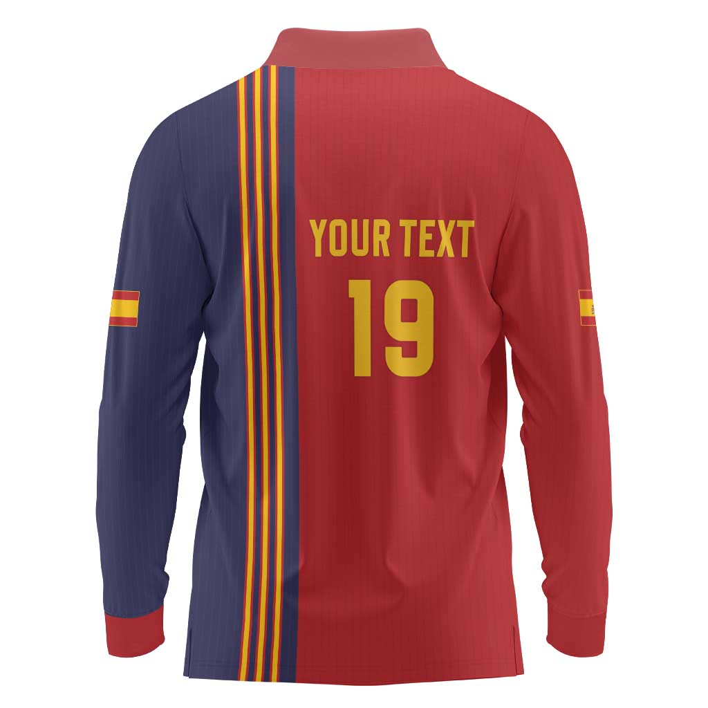Custom World Football 2026 Spain Long Sleeve Polo Shirt Road To The Champions - Wonder Print Shop