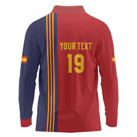 Custom World Football 2026 Spain Long Sleeve Polo Shirt Road To The Champions - Wonder Print Shop