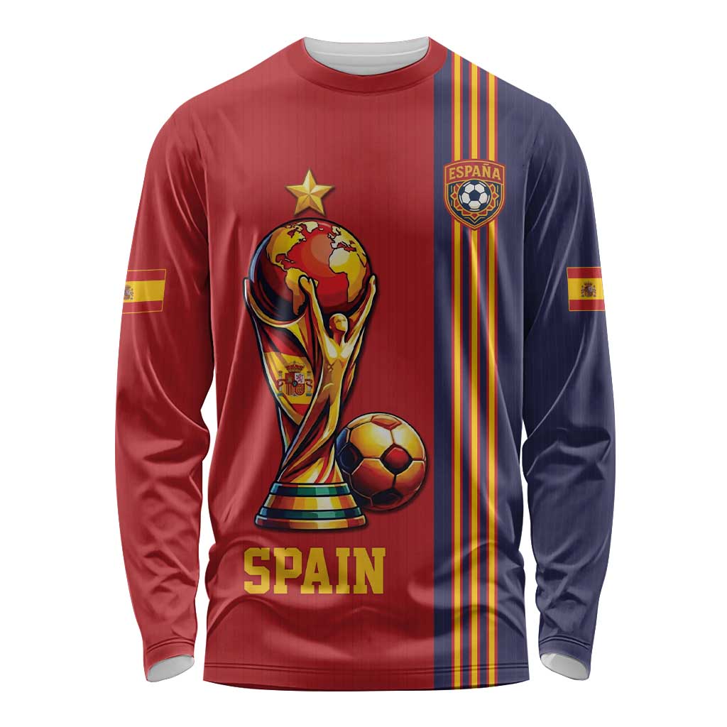 Custom World Football 2026 Spain Long Sleeve Shirt Road To The Champions - Wonder Print Shop
