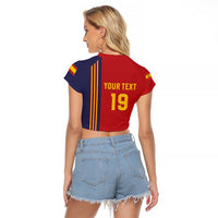 Custom World Football 2026 Spain Raglan Cropped T Shirt Road To The Champions - Wonder Print Shop