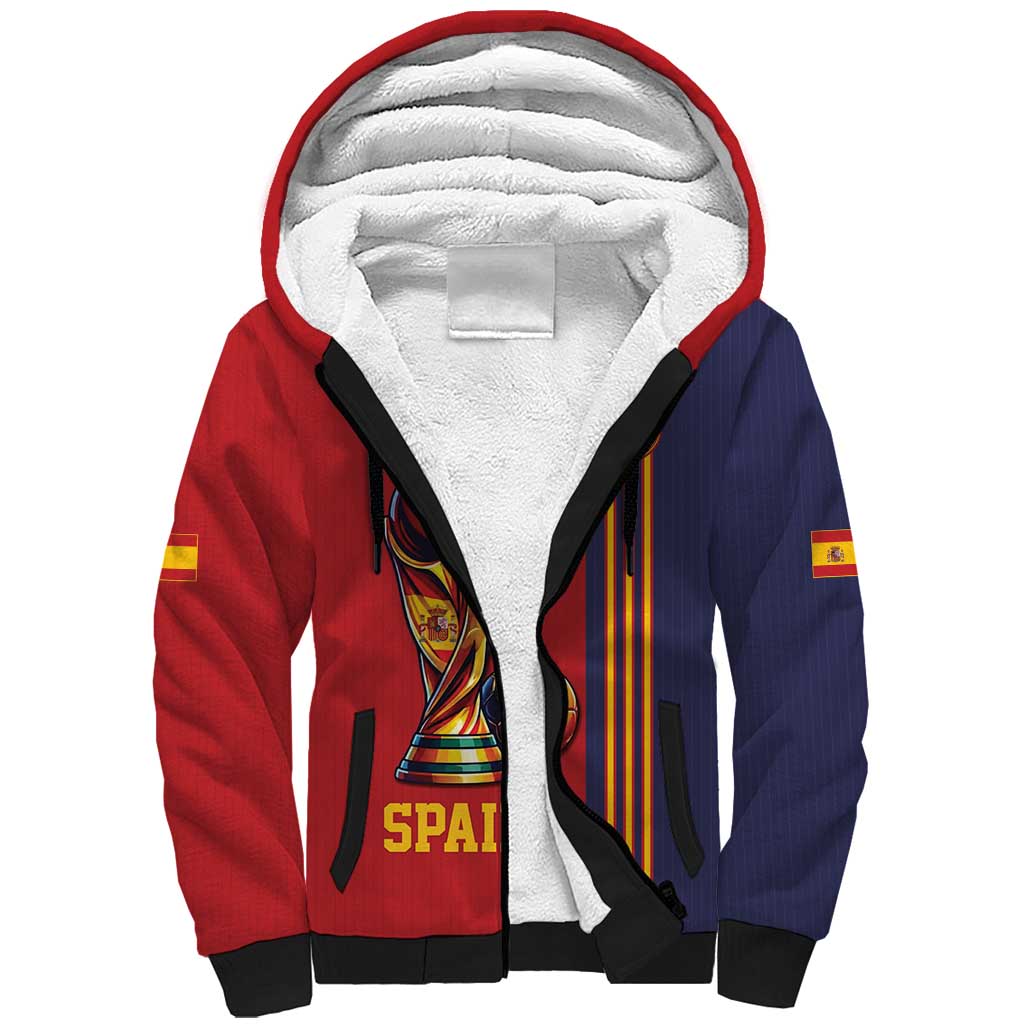 Custom World Football 2026 Spain Sherpa Hoodie Road To The Champions - Wonder Print Shop
