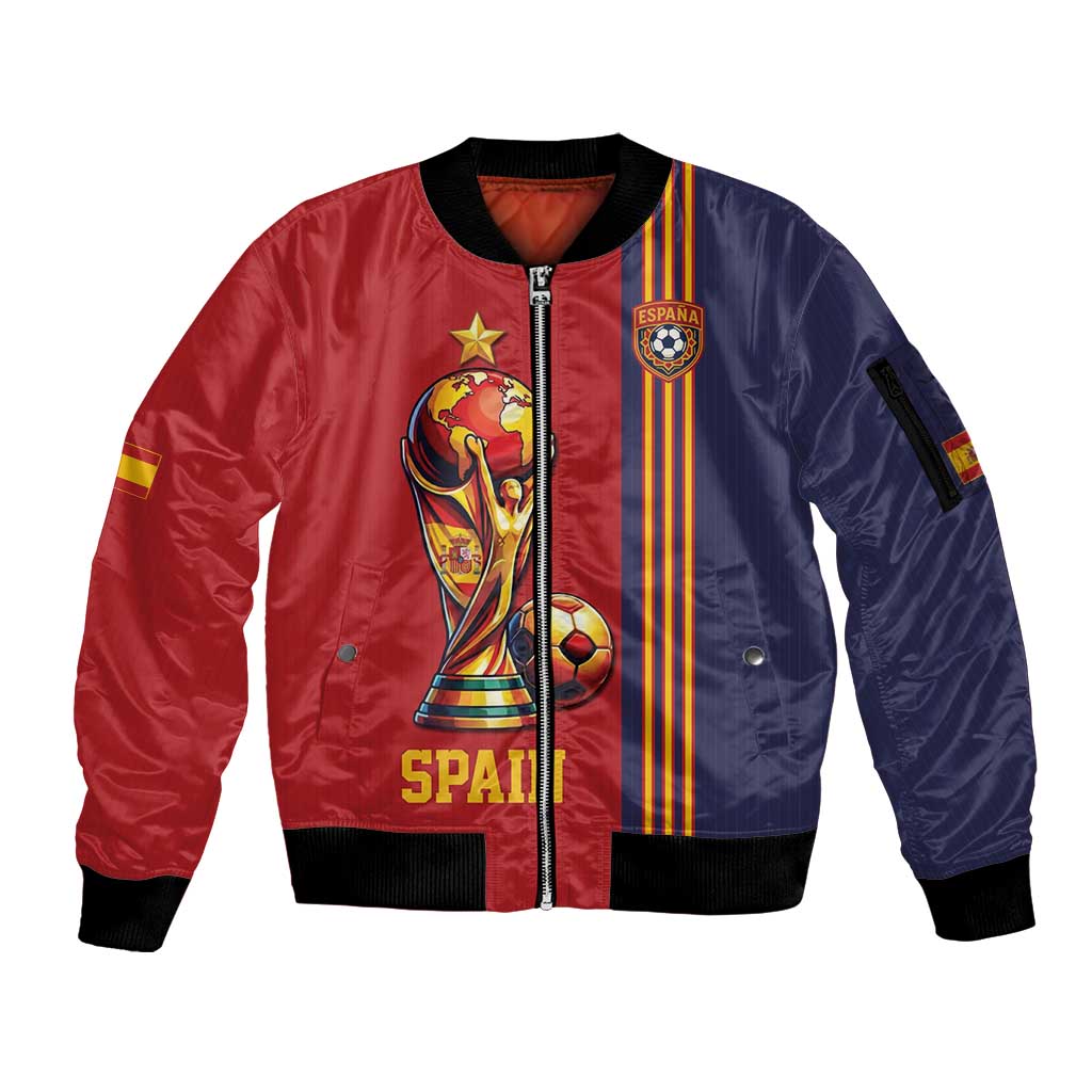 Custom World Football 2026 Spain Sleeve Zip Bomber Jacket Road To The Champions - Wonder Print Shop