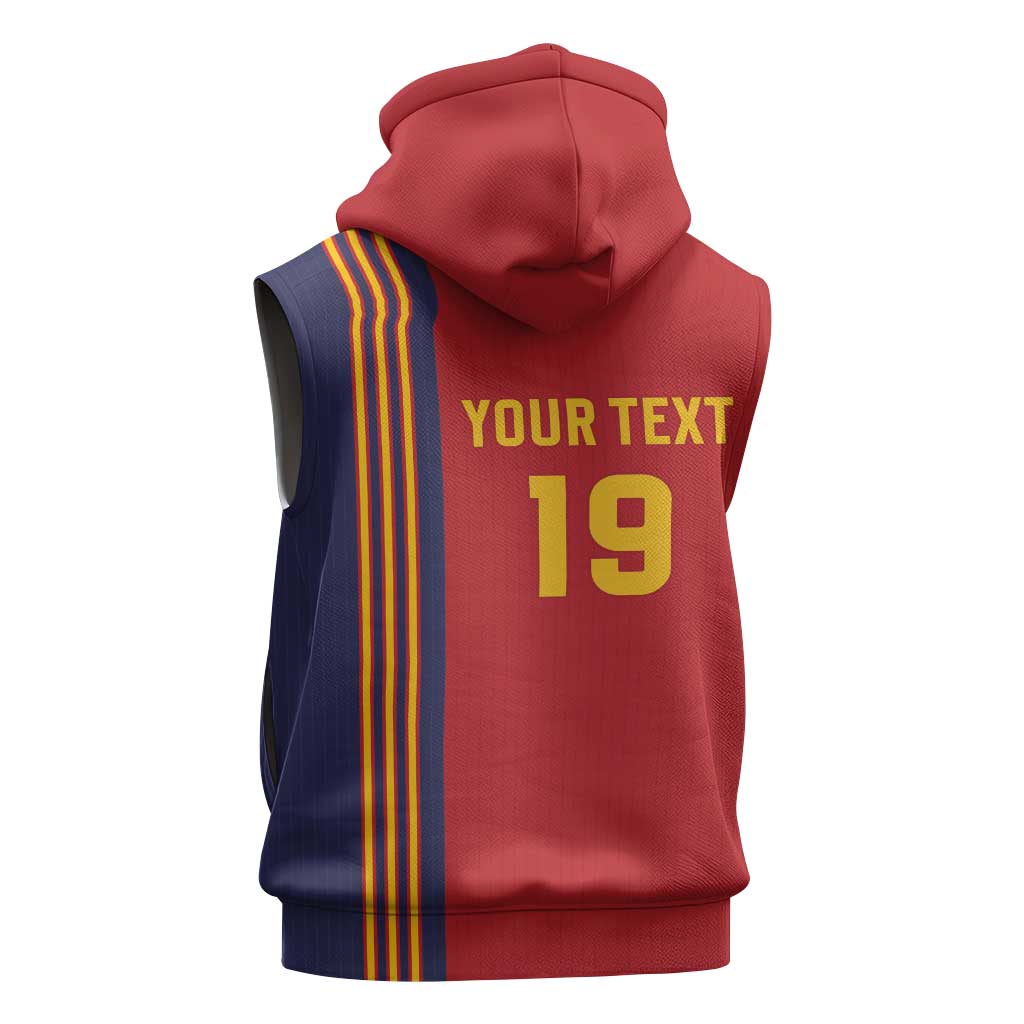 Custom World Football 2026 Spain Sleeveless Hoodie Road To The Champions - Wonder Print Shop