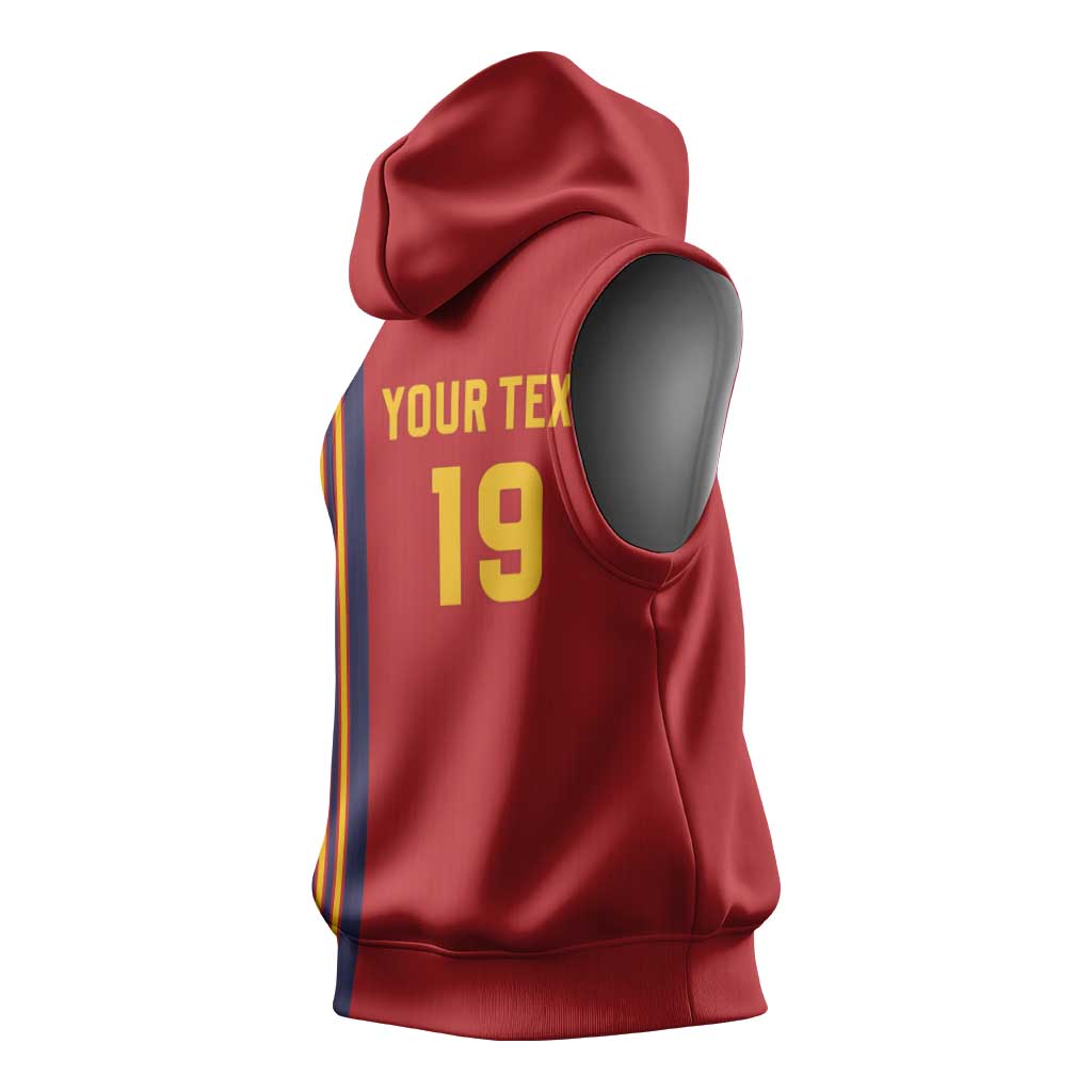 Custom World Football 2026 Spain Sleeveless Hoodie Road To The Champions - Wonder Print Shop