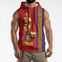 Custom World Football 2026 Spain Sleeveless Hoodie Road To The Champions - Wonder Print Shop