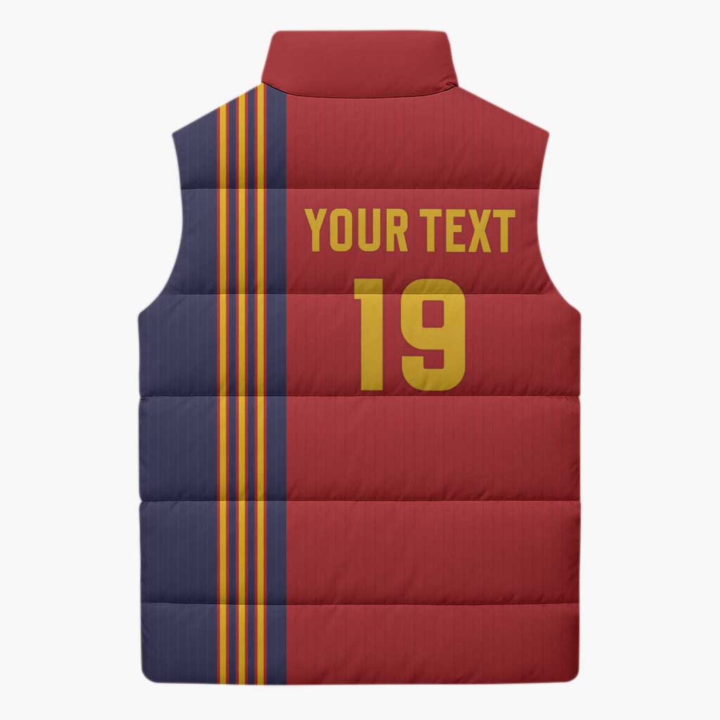 Custom World Football 2026 Spain Sleeveless Puffer Jacket Road To The Champions - Wonder Print Shop