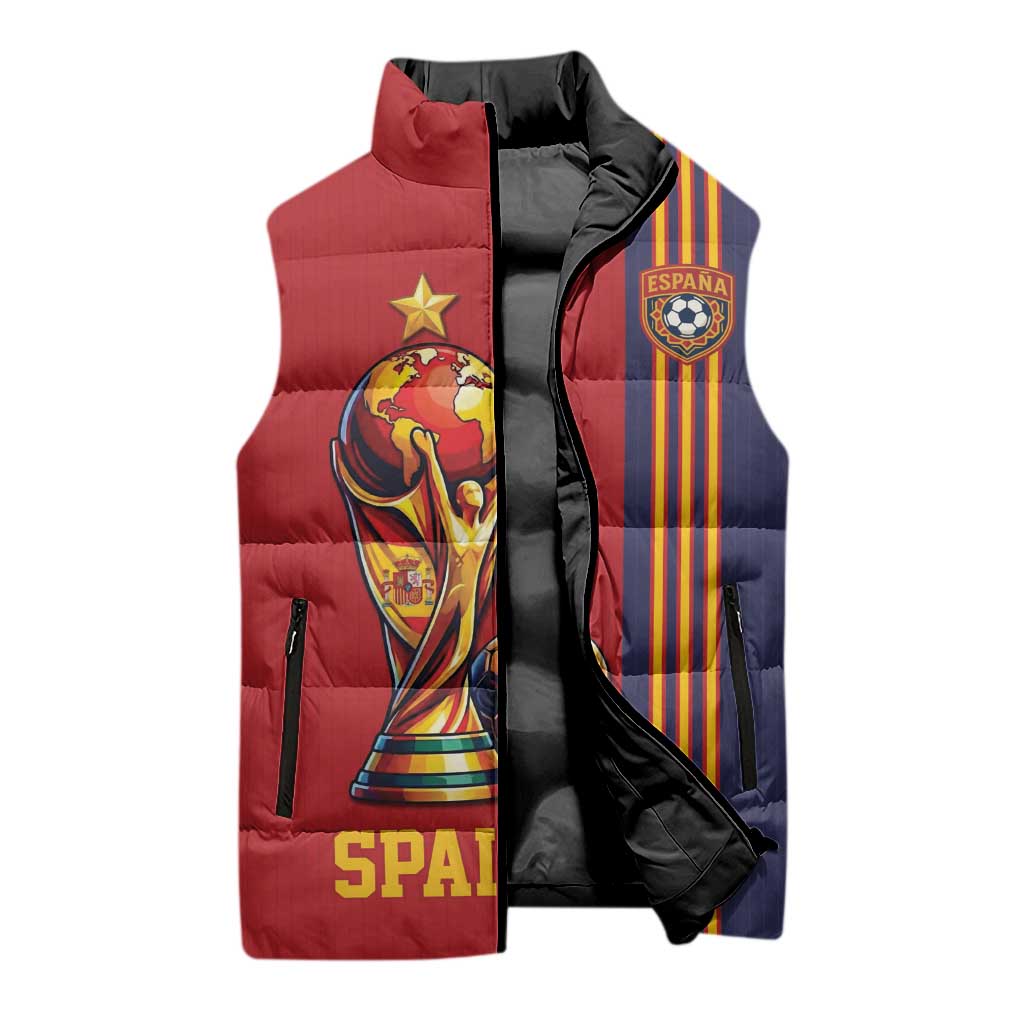 Custom World Football 2026 Spain Sleeveless Puffer Jacket Road To The Champions - Wonder Print Shop