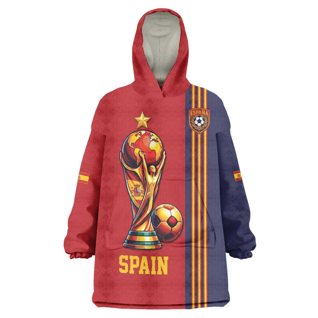 Custom World Football 2026 Spain Wearable Blanket Hoodie Road To The Champions - Wonder Print Shop