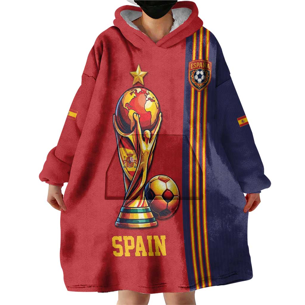 Custom World Football 2026 Spain Wearable Blanket Hoodie Road To The Champions - Wonder Print Shop