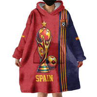 Custom World Football 2026 Spain Wearable Blanket Hoodie Road To The Champions - Wonder Print Shop