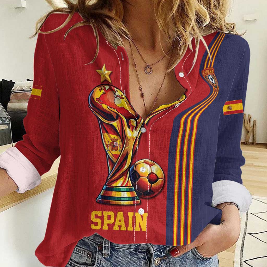 Custom World Football 2026 Spain Women Casual Shirt Road To The Champions - Wonder Print Shop