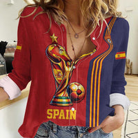 Custom World Football 2026 Spain Women Casual Shirt Road To The Champions - Wonder Print Shop