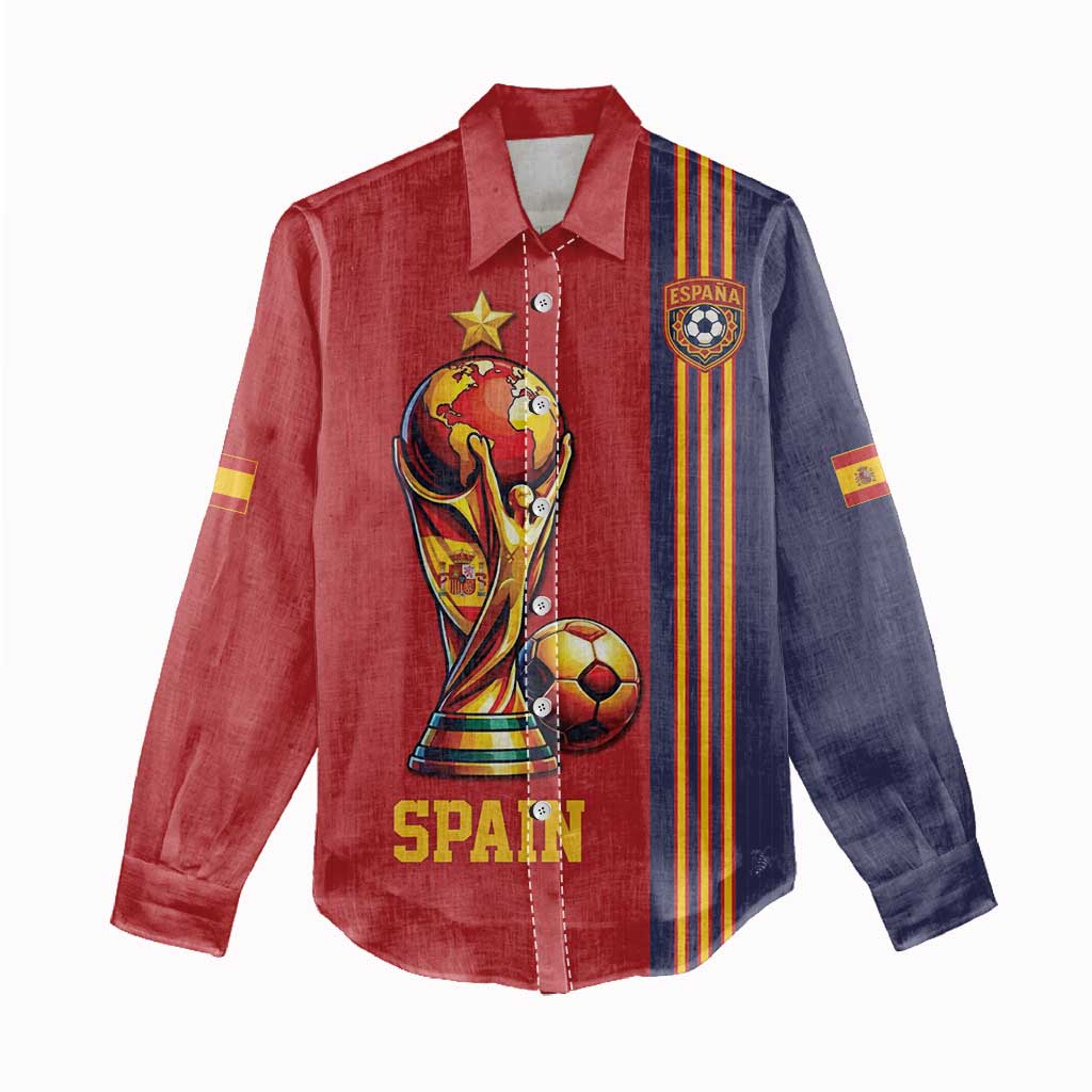 Custom World Football 2026 Spain Women Casual Shirt Road To The Champions - Wonder Print Shop